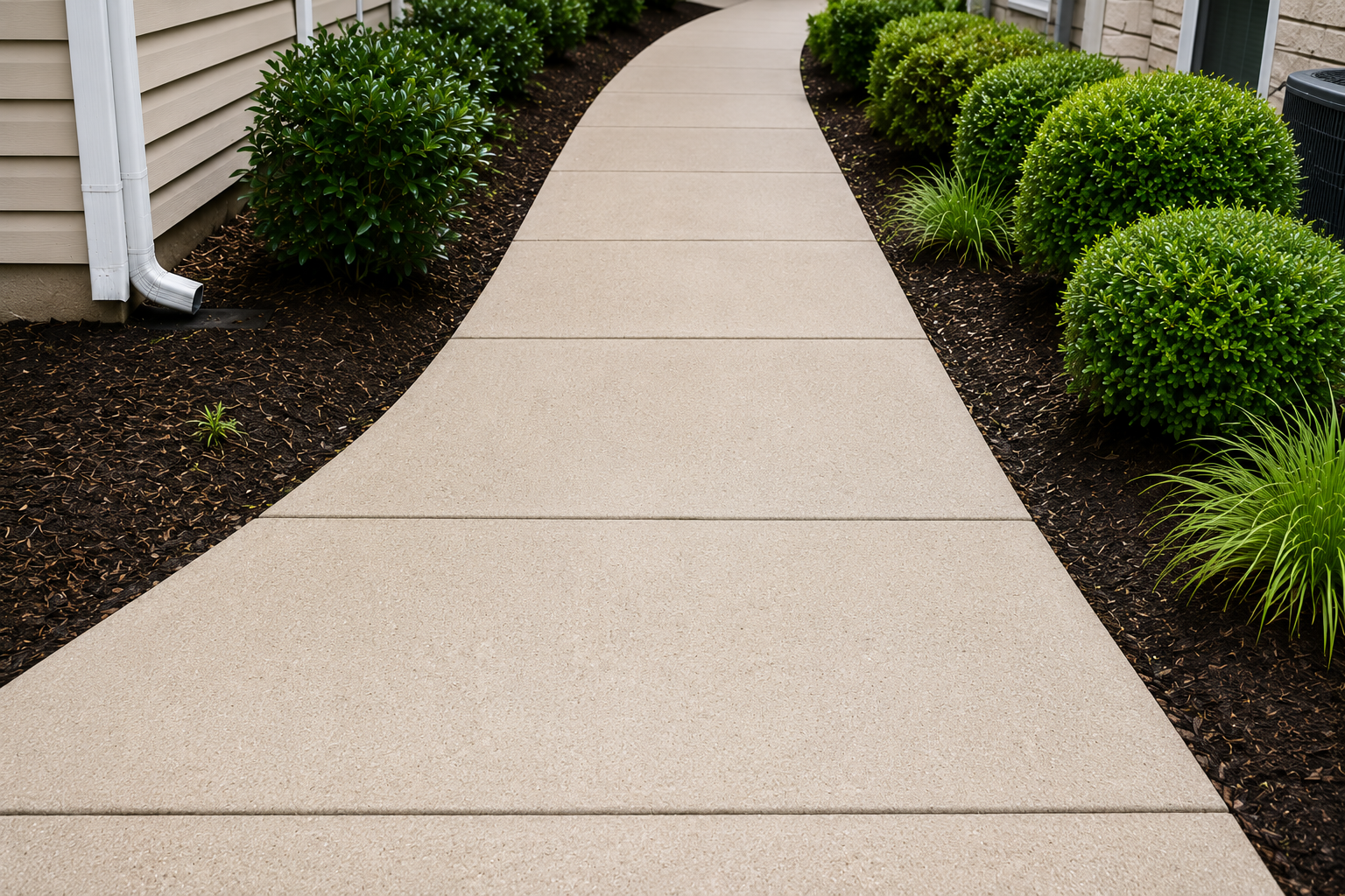 Concrete walkway after professional pressure washing