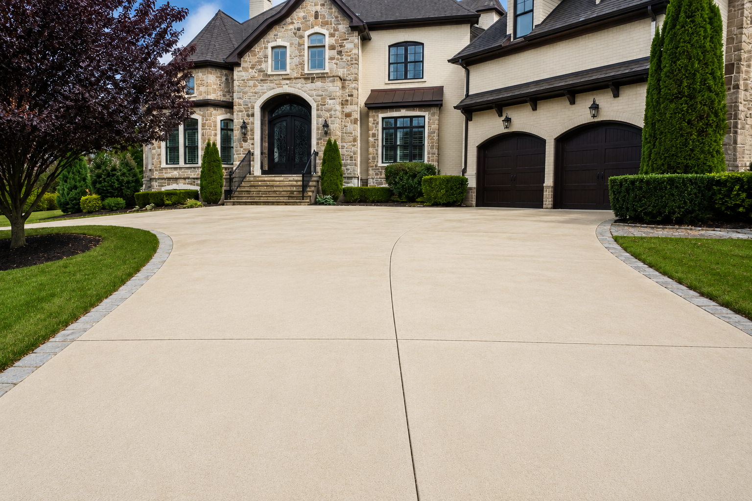 Luxury driveway after professional driveway cleaning by Prestige Pressure Washing