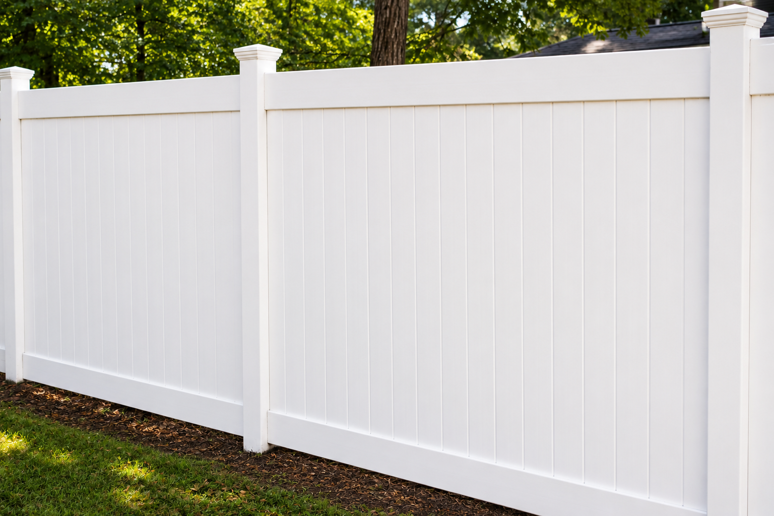 Clean vinyl privacy fence after professional cleaning