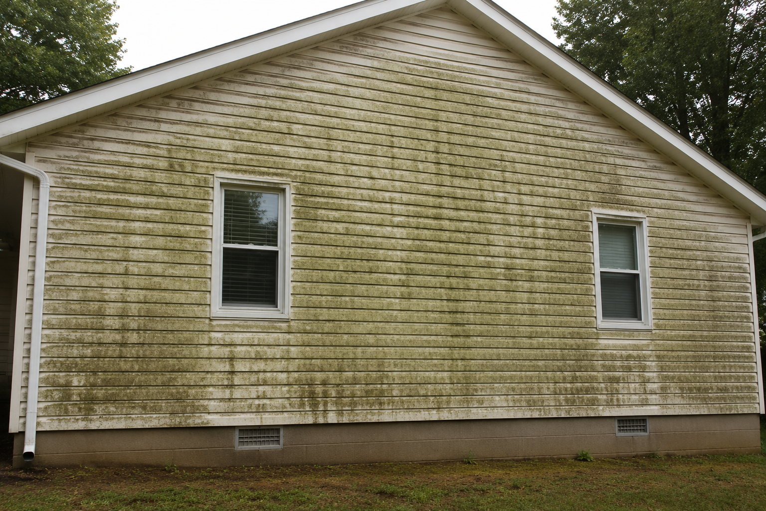 Vinyl siding before professional soft washing