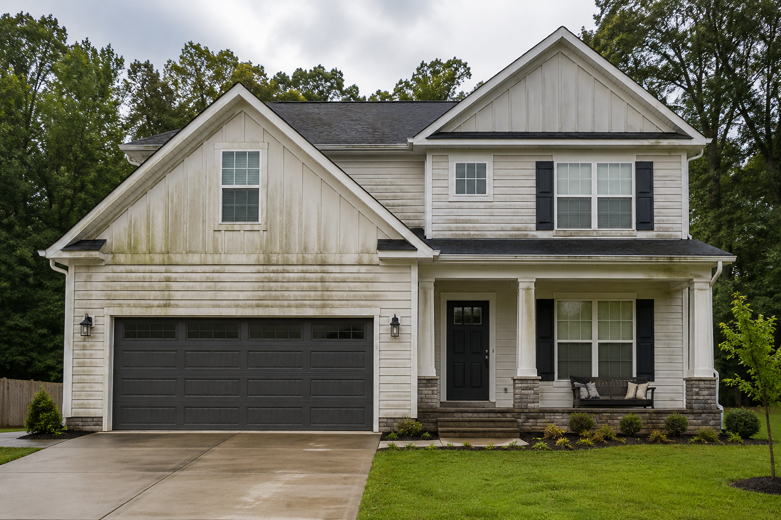 Vinyl siding before professional soft washing
