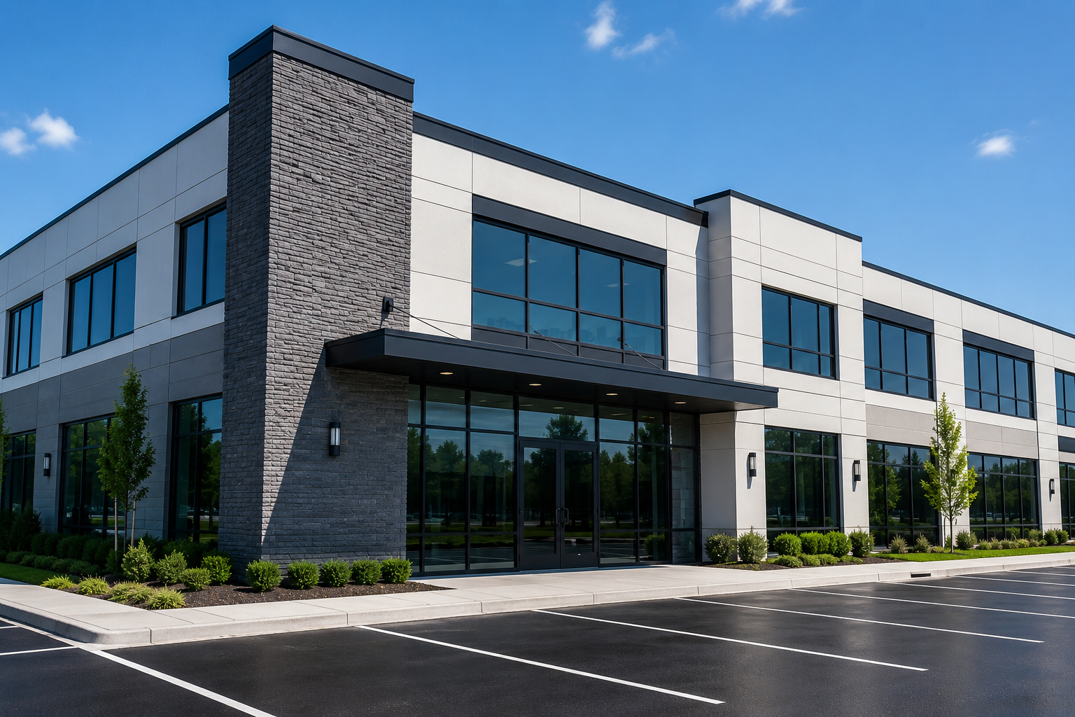 Clean commercial building exterior in Central Virginia