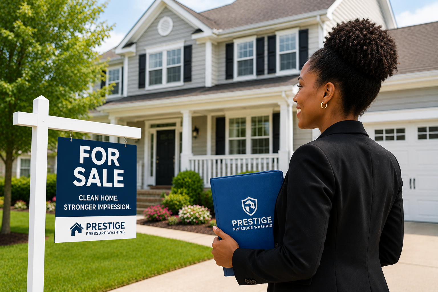 Richmond-area Realtor preparing a listing-ready home with Prestige Pressure Washing