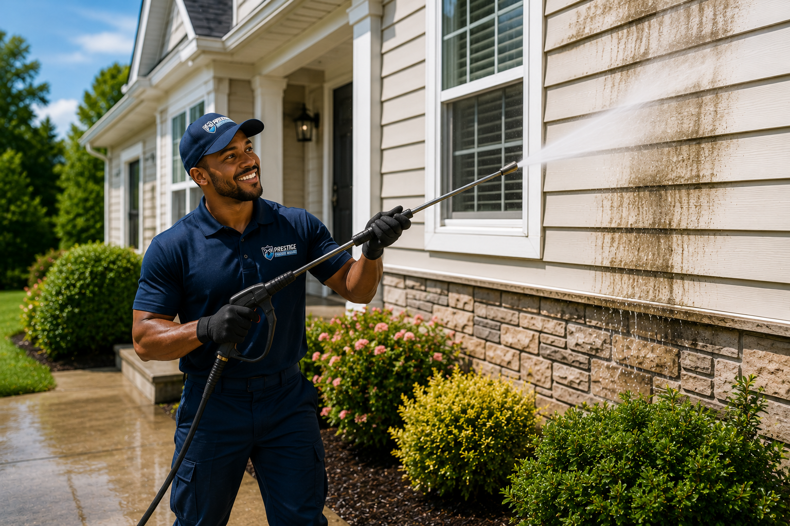 Clean home exterior after professional soft washing